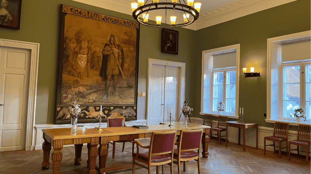 The old council chamber in the Old Town Hall in Aabenraa